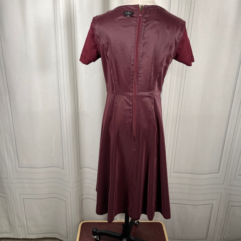 Talbots Burgundy Wool Fit & Flare Dress Size 2 Short‎ Sleeve - Picture 14 of 15